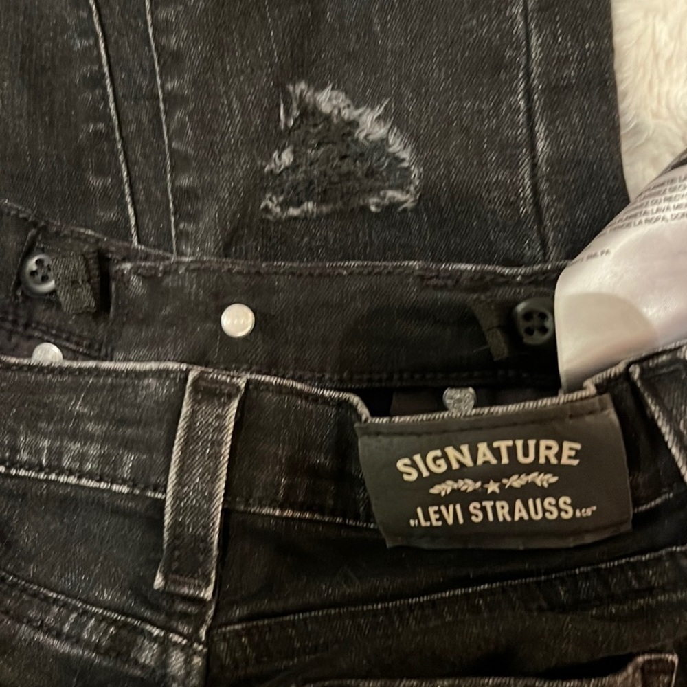 Levi Strauss signature black denim super skinny jeans distressed pants 8 girls​​ - Picture 13 of 13